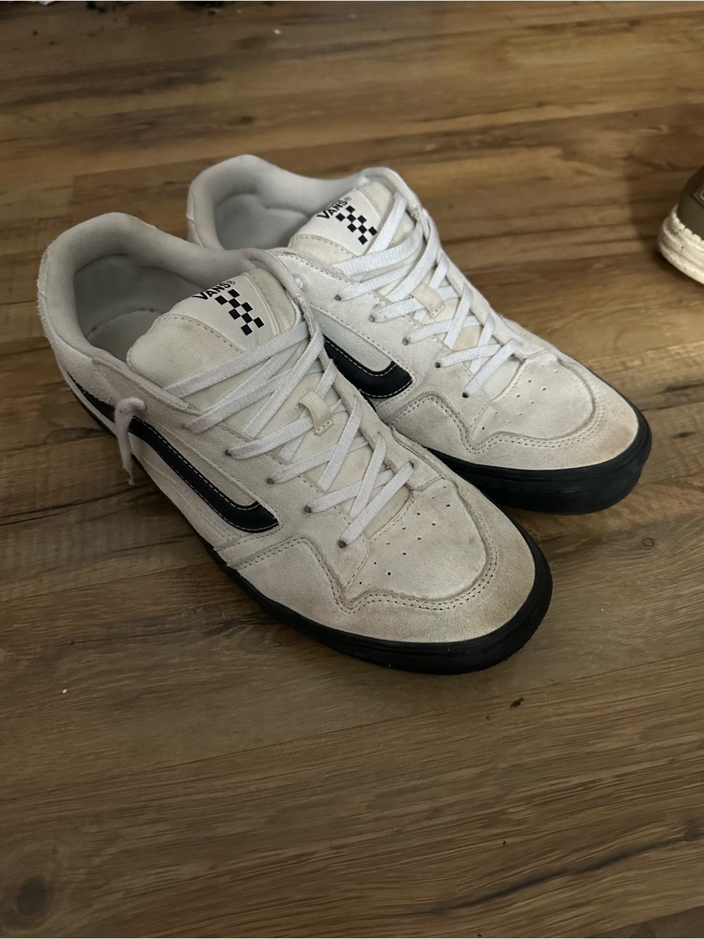 Black and white vans skateboard shoes
